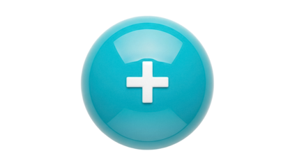 Isolated Teal Circle with a Plus Sign for Addition or Positive Result Illustration