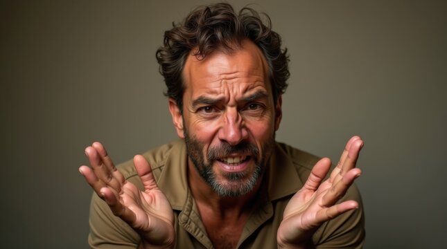 Hombre molesto por algo con expresi&oacute;n de desagrado