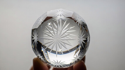 Intricately cut crystal ball with starburst design