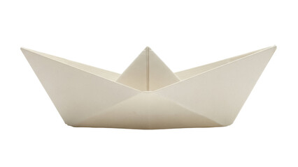 Isolated paper boat craft floating, geometric origami figure nautical, marine transportation