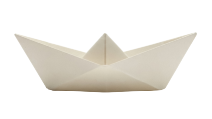 Isolated paper boat craft floating, geometric origami figure nautical, marine transportation