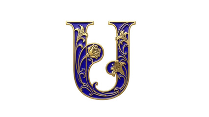 Isolated artistic letter U design, ornate gold decoration, detailed elegance, custom style © Julie