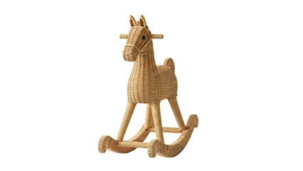 Isolated charming woven rocking horse toy, a delightful addition to a nursery or children's playroom