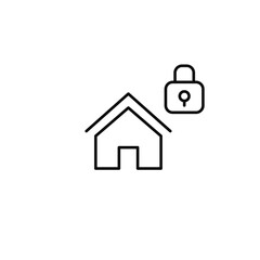 House and lock. Smart home security, safe living and protection. Pixel perfect, editable stroke vector icon