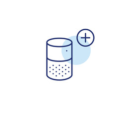 Smart speaker and plus. Add new device, voice assistant update. Pixel perfect, editable stroke vector icon