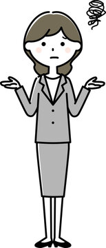 困っているスーツの女性