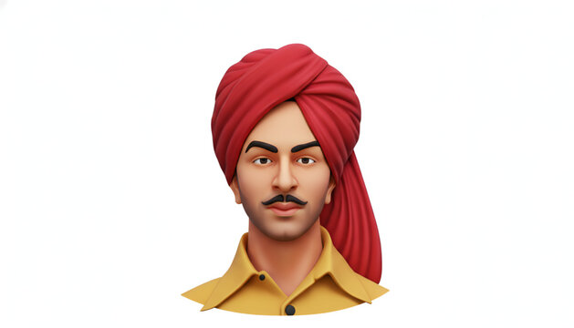 Bhagat Singh Indian freedom fighter patriotic illustration symbolizing republic day independence day revolutionary hero army sacrifice shahid divas national pride courage history heritage celebration 