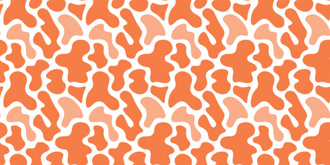 Seamless abstract camouflage pattern in orange and peach with organic fluid shapes modern design for textile wallpaper wrapping paper contemporary digital art illustration © ☆ simple vectors ☆