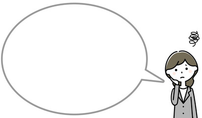 困っているスーツの女性　ふきだし