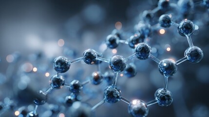 Abstract molecular structure blue background