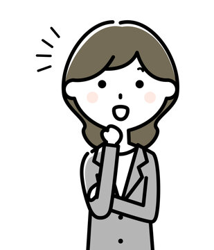 気付くスーツの女性
