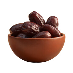 dates in a bowl on transparent background