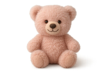 Fototapeta premium Plush pink teddy bear toy bringing childhood joy and comfort, sitting on transparent background