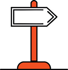 Fototapeta premium Orange and White Directional Signpost Illustration,Minimalist Arrow Sign Vector Graphic, Empty Informational Road Sign Symbol, silhouette, illustration, vector