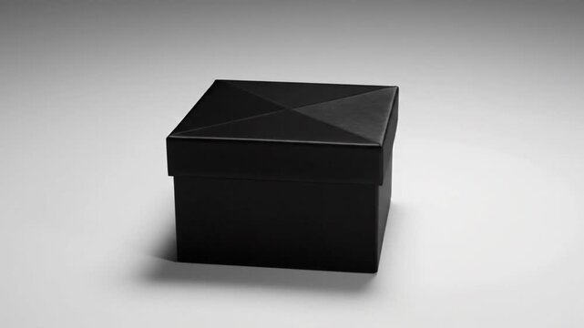 Sleek black gift box on white background