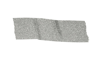 Silver glitter tape piece with shimmering effect, adding sparkle and texture for background decoration, festive transparent