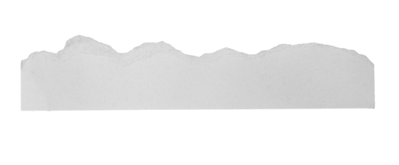 Torn white paper strip showing rough texture and uneven edge, providing copy transparent on space background