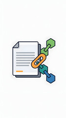 Document with Link and Arrows Illustration.