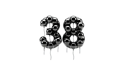 38 Balloon Number on White Background