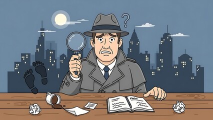 Detective Investigating Crime Scene at Night