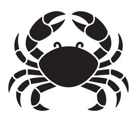 Black crab icon vector illustration in simple silhouette style for web and design.Crab vector icon