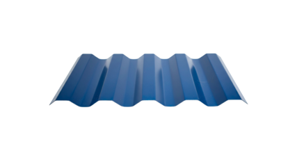 Blue metal roof tile on black background