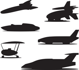 Obraz premium Futuristic Transport Vehicle Silhouettes Collection