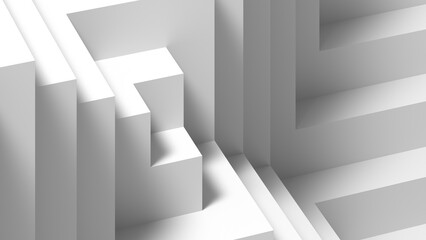 Obraz premium Abstract white scene featuring layered stair shap structures, 3d render