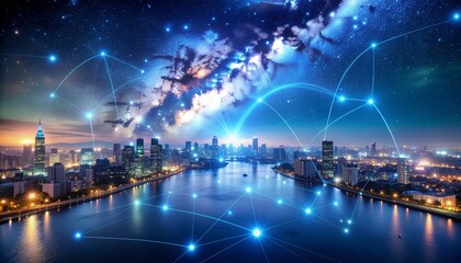 Abstract Network of Interconnected Data Flows Shaping the Future