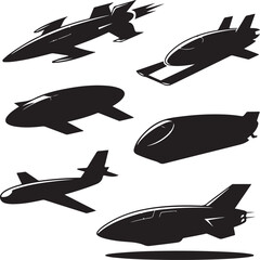 Futuristic Transport Vehicle Silhouettes Collection