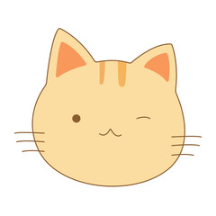 Cute cat face cartoon isolated icon design, vector illustration.