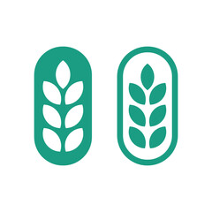 Vegetarian capsules icon with pills and plant, vegan, healthy and natural