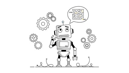 Thinking Robot with Gears and Code