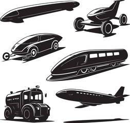 Futuristic Transport Vehicle Silhouettes Collection