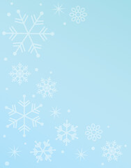 Minimal winter snowflakes background in soft blue tones