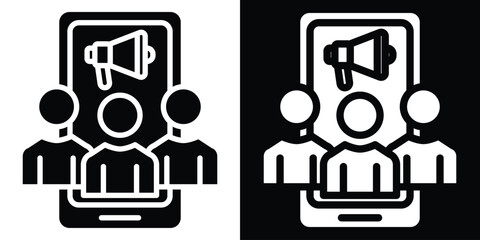 Influencer icon vector illustration glyph style on white and black background