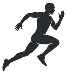 A silhouette of a runner in motion, depicted in a minimalist vector style, ideal for sports and fitness branding