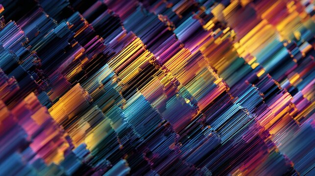Abstract pixel sorting background with diagonal holographic color blocks