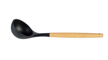 Black plastic spatula on transparent background