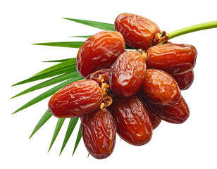 Close-Up Focus on Date Clusters on Palm Tree, Isolated on White Background (2)