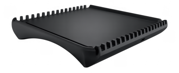 Black electronic device with heat sink fins technology isolated on a transparent background