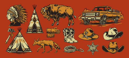 Western themed elements in art © DGIM studio