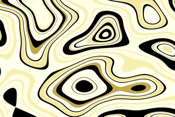 Abstract organic contour pattern in yellow and black