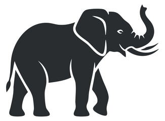 Fototapeta premium A silhouette of an elephant in black vector style, suitable for wildlife conservation projects and educational materials