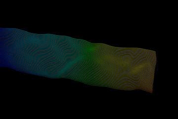 Colorful abstract wave lines on black background