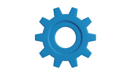 Blue plastic gear wheel isolated on a transparent background