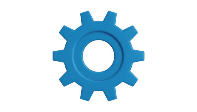 Blue plastic gear wheel isolated on a transparent background - Powered by Adobe