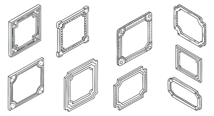 A collection of decorative frames in outline vector style, suitable for graphic design, crafts, and presentations