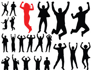 Obraz premium Jumping People Silhouettes Set with Celebration and Dance Poses