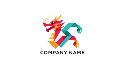 Colorful Dragon Logo Design Element.